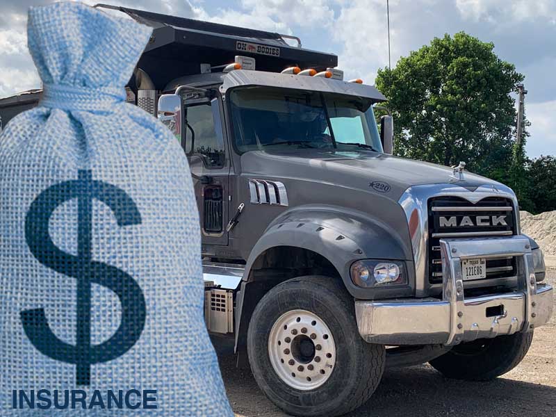 Truck with superimposed money bag labelled 